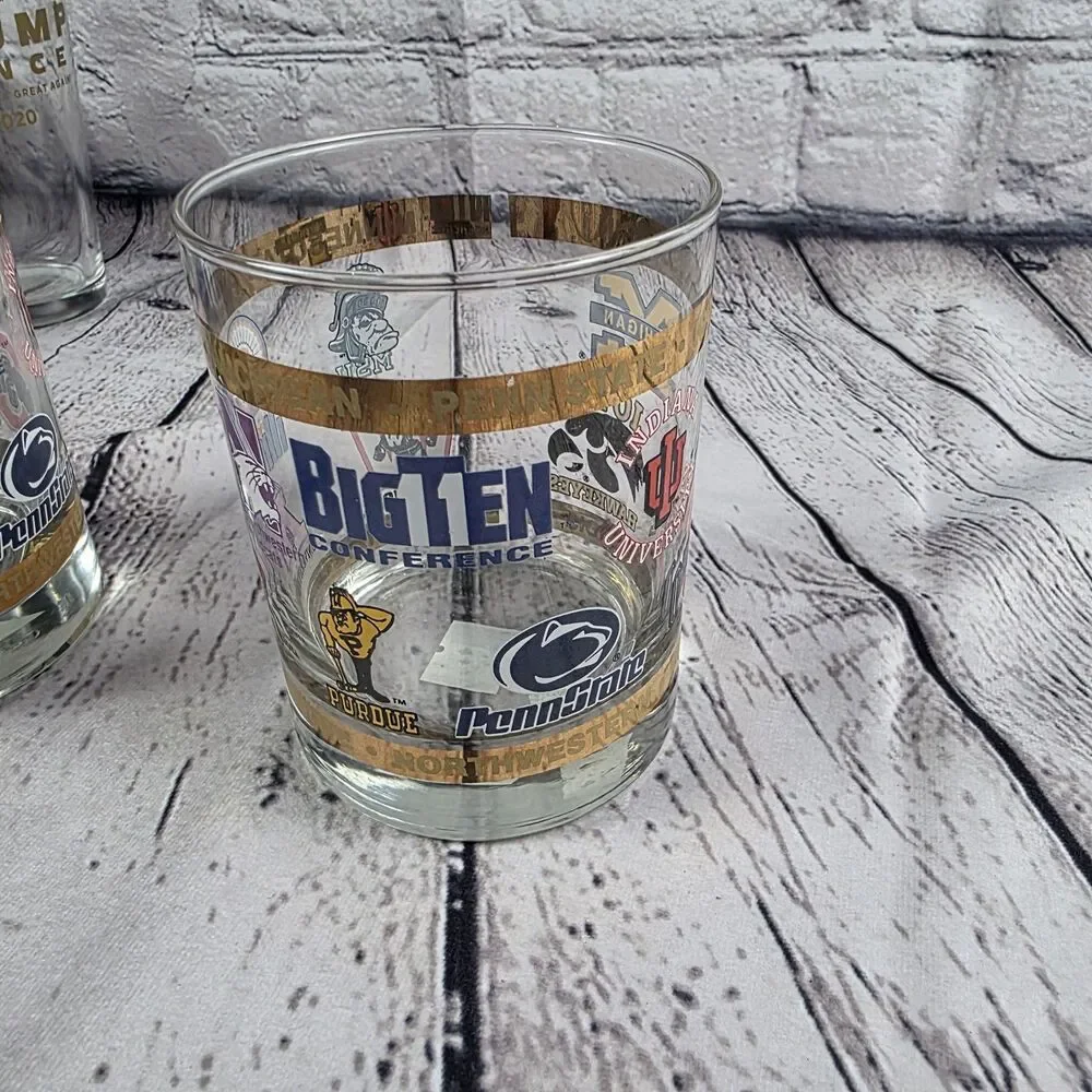 Vintage Big Ten Conference Rocks Glass Set